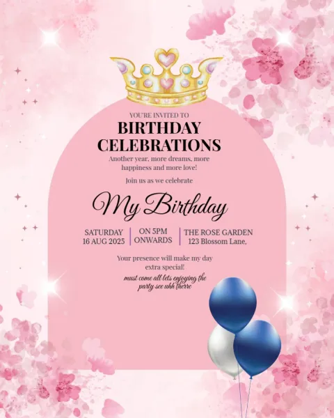 Birthday Invitation Cards for WhatsApp